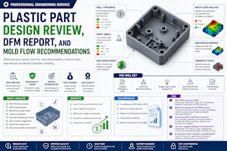 do plastic part design review, dfm report, and mold flow recommendations