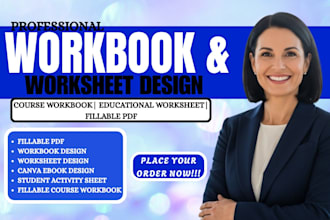 design professional canva workbook, educational worksheet and fillable PDF