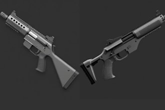 create custom 3d gun models for games, animation and rendering