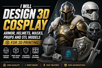 design 3d cosplay armor, helmets, masks, props and stl