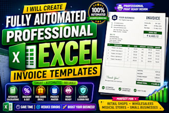 design a professional automated excel invoice templets