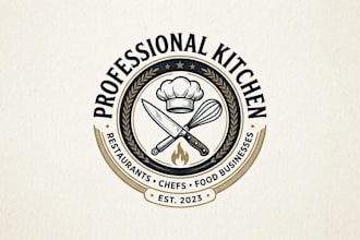 design a professional kitchen logo for restaurants, chefs, and food businesses