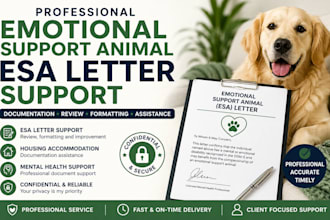 provide professional emotional support animal esa letter support