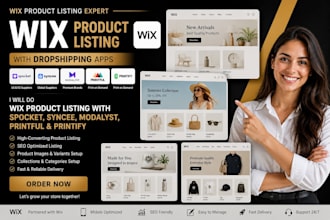 do wix product listing with spocket, syncee, modalyst printful  printfy
