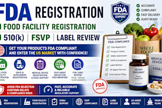 do fda registration, food facility registration, 510k, fsvp and label review