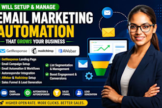 setup getresponse landing page, mailchimp email marketing automation, and sales