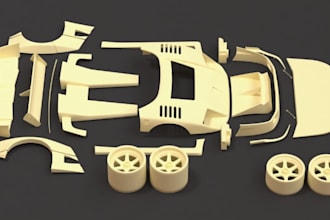 3d car body kit 3d vehicle part, bumper, rim, spoiler, custom 3d car part model