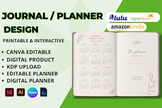 design canva editable and printable planners, journals, workbooks and calendar