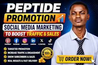 promote website, peptide, substack with social media marketing to boost traffic
