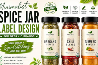 design food and beverage minimalist spice jar label design for organic brands