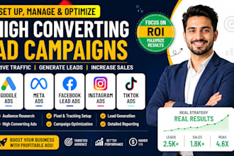 setup manage social media ads meta, facebook lead ads, ig tiktok ads campaign
