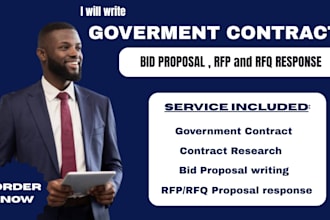 write government contract bid proposal, rfp and rfq response