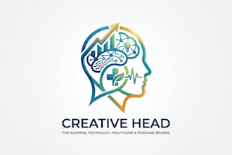 design a creative head logo for business, technology, healthcare