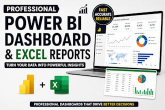create excel and power bi dashboard, pivot table, charts and data visualization