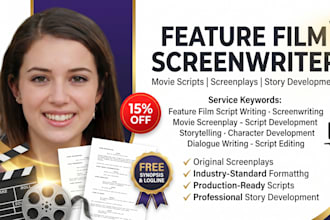 feature film script and scriptwritting for movie script writting  screenplay