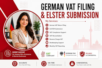handle monthly german vat filing, elster submissions, and bookkeeping