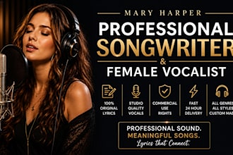 be your pro female singer, pop, edm singer songwriter, female vocalist