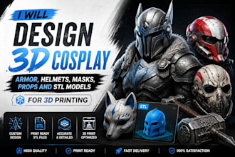design high quality 3d cosplay helmets masks armor props