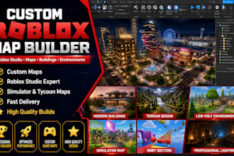 build custom roblox game map, roblox studio building, roblox game developer