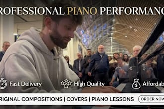 record professional piano composition, track, organ electric and acoustic guitar