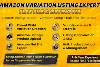 do amazon variation listing creation, flat file upload and parent child listing