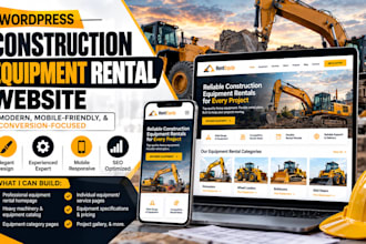 design a construction equipment rental, heavy machinery website