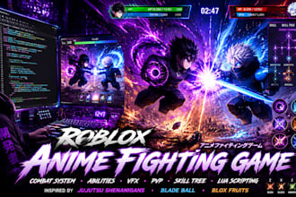 develop a roblox anime fighting game with combat system, abilities and vfx