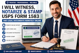 witness, stamp, and notarize legal documents usps form 1583 remotely online