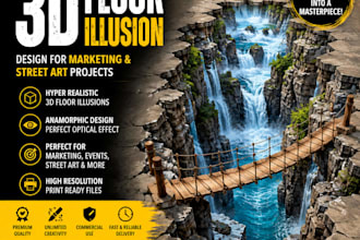 create hyper realistic floor illusion design marketing street art project