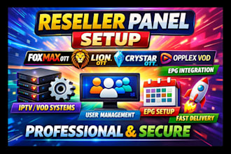 create reseller panel for fox, max ott, lion ott, crystar ott, opplex, vod, epg