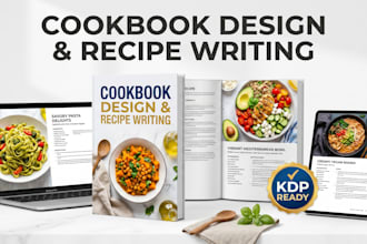 write and design quality cookbook recipe book, kdp ebook, recipe cookbook layout
