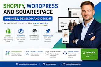 optimize shopify and squarespace website wordpress expert shopify web design
