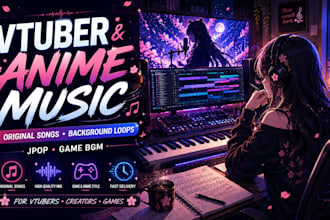 write and sing jpop anime song female vocalist gaming vocals vtuber track