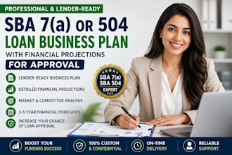 write an sba 7 or 504 loan business plan with financial projections