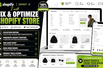 fix shopify store collection sorting frequently bought size chart mega menu tags