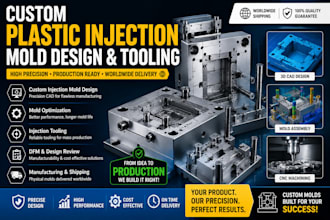 design custom plastic injection molds and tooling for manufacturing and shipping