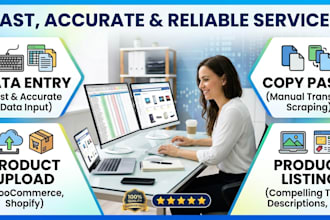 do data entry, product listing, PDF or jpg to word, copy paste