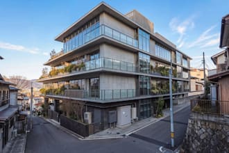 recraft apartment sloped building,resolution rendering,driveway,architecture cgi