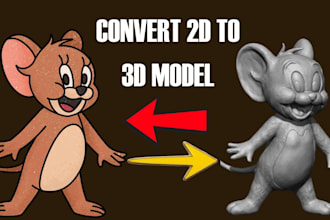 convert 2d to 3d model, 3d printing stl, figurine and 3d printable file