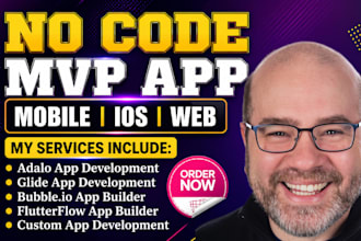 build no code app glide bubble io adalo flutterflow flutter mobile app developer
