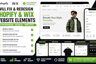 fix shopify wix mobile menu search bar breadcrump setup header footer redesign
