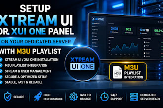 setup xtream UI or xui one panel on your dedicated server with m3u playlist