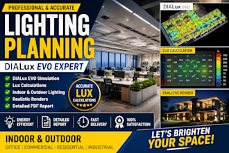 design a professional lighting  design, lux calculation and dialux evo rendering