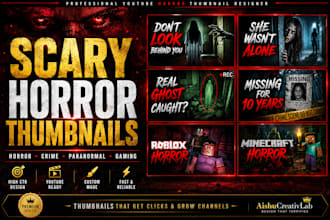 design horror paranormal crime and gaming youtube thumbnails