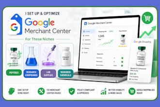 set up google merchant center for your peptide or research compound store