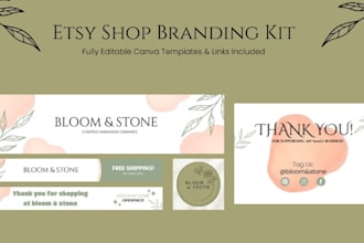 create editable etsy shop branding kit