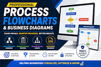 design professional infographics, flowcharts and business diagrams