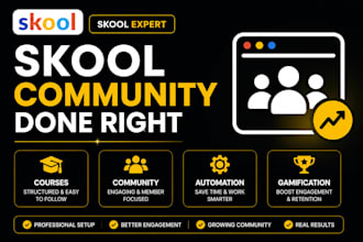 setup skool community, course creation and community management