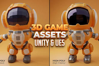 create lowpoly or high poly 3d game assets for unity ue5