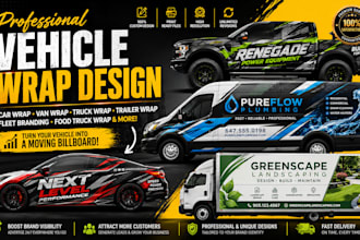 design professional car wrap, van wrap, truck wrap and vehicle branding
